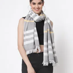 arrabi Striped Handwoven Stole with Tassels image 1
