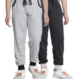 indiweaves Boys Pack of 2 High-Rise Joggers with Elasticated Drawstring Waist image 1