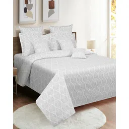 swayam 200 TC Printed Fitted Double Bedsheet with Pillow Covers image 1