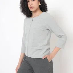 zabaione Striped Zip-Front Jacket with Welt Pockets image 1