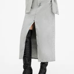 all saints Honor Frayed Denim Maxi Skirt image 1
