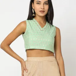 fusion Leaf Motif Relaxed Fit V-Neck Top image 1