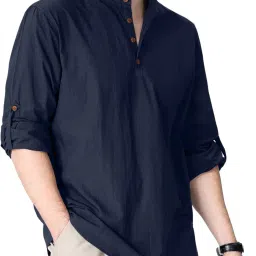 fifth u Men Regular Fit Short Kurta with Mandarin Collar image 1