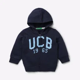 united colors of benetton Brand Print Zip-Front Hoodie image 1