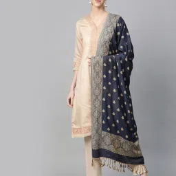 weavers villa Floral Print Stole with Tassels image 1