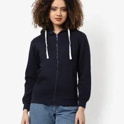 campus sutra Solid Hoodie with Kangaroo Pockets image 1