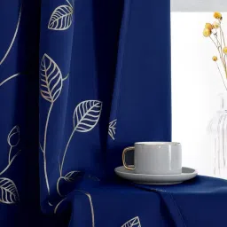 urban space Leaf Print Eyelet Door Curtain image 1