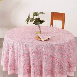 handicraft-palace Floral Print 6-Seater Table Cover with Napkins image 1