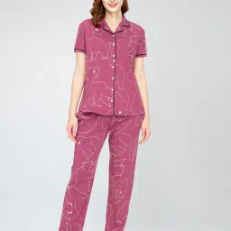 zeyo Women Printed Shirt & Pyjamas Set image 1