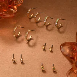 accessorize london Women Set of 6 Metal Stud Earrings image 1