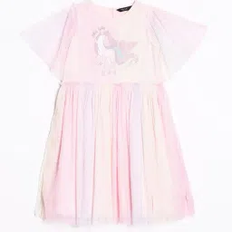 allen solly Girls Unicorn Print A-Line Dress image 1