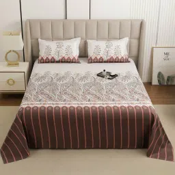 story@home Floral Print Double Bedsheet with Pillow Covers image 1