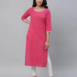 aurelia Women Geometric Print Regular Fit Straight Kurta image 1