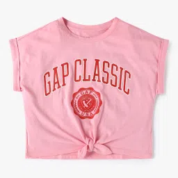 gap kids Graphic Print Regular Fit T-Shirt with Front-Knot image 1