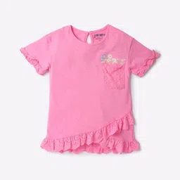 kg frendz Embroidered Round T-Shirt with Patch Pocket image 1