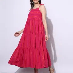 svrnaa by azorte Yarn-Dyed Tiered Dress image 1