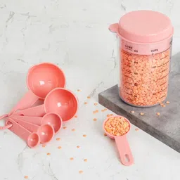 home centre Set of 6 Measuring Spoons with Storage Jar image 1