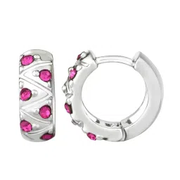 mahi Running Zigzag Lines Hoop Bali Earrings image 1