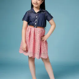 pspeaches Lace Fit & Flare Dress with Belt image 1