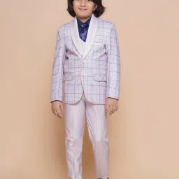 aj dezines Boys Regular Fit Checked Suit Set image 1