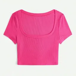 lagashi Women Ribbed Fitted Square-Neck Top image 1