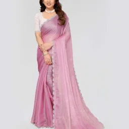 fabmora Women Chiffon Saree with Lace Border image 1