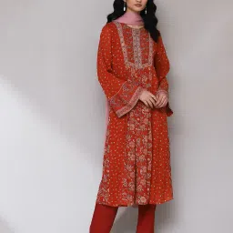 aarke ritu kumar Relaxed Fit Floral Print A-line Kurta Suit Set image 1