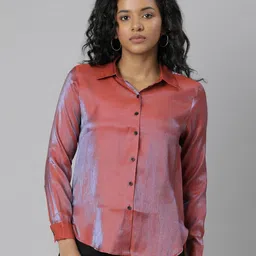 showoff Spread-Collar Shirt with Full Sleeves image 1