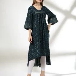 avaasa mix n' match Women Geometric Print High-Low A-Line Kurta image 1