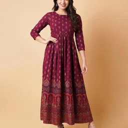 daevish Printed Round-Neck Fit & Flare Dress image 1