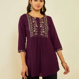 soch Floral Embroidered Round-Neck Tunic image 1
