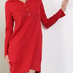 Shein Roll-Up Sleeves Textured Mini Fitted Shirt Dress-picture-52