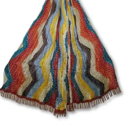 molcha by babita singh Women Bandhani Print Dupatta with Lace Border image 1