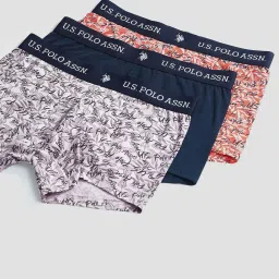 u.s. polo assn. Men Pack of 3 Printed Trunks with Elasticated Waistband image 2