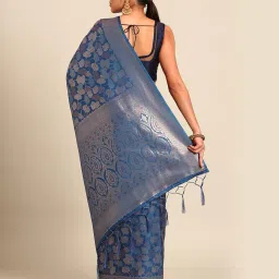 mohey Leaf Print Saree with Tassels image 2