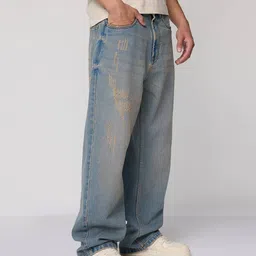 freakins Men Heavily Washed Straight Jeans image 2