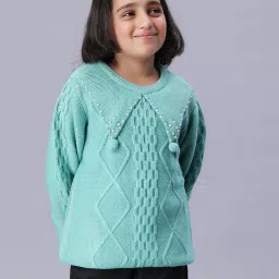 bharatasya Girls Printed Sweatshirt with Ribbed Hems image 2
