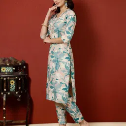 svaraa Women Embroidered Straight Kurta & Pants Set image 2