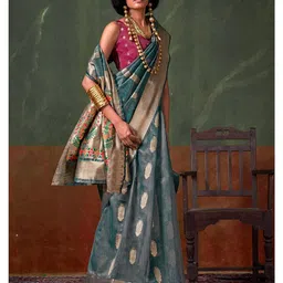 ri-wah Floral Design Zari Tissue Saree image 2