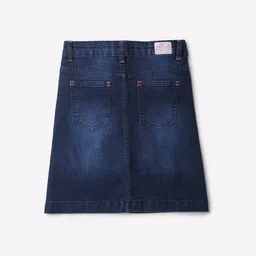 point cove Straight Denim Skirt with Floral Embroidery image 2