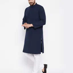 even Striped Mandarin Collar Long Kurta image 2