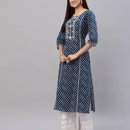 stylum Leheriya Print Round-Neck Straight Kurta image 2