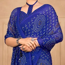 ri-wah Bandhani Print Chiffon Saree image 2