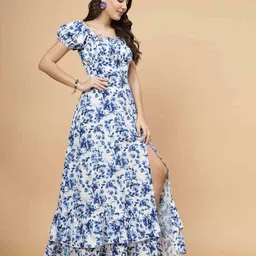 raassio Women Floral Print Gown Dress image 2