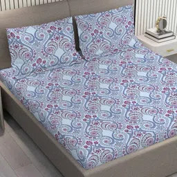 layers 180TC Paisley Print Double Bedsheet with Pillow Covers image 2