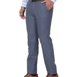 raymond Men Slim Fit Flat-Front Trousers image 2