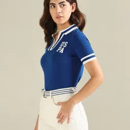 u.s. polo assn. Women Striped Relaxed Fit Polo T-Shirt image 2