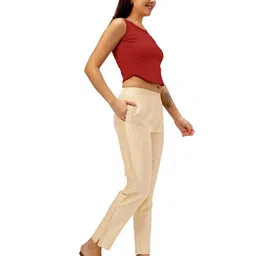 morrio Women Straight Fit Pants with Insert Pockets image 2