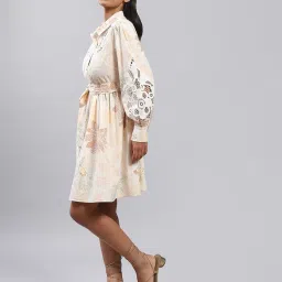 label ritu kumar Embroidered A-Line Dress with Tie-Up image 2