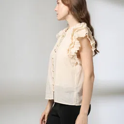 fig Women Ruffled Relaxed Fit Top with Camisole image 2